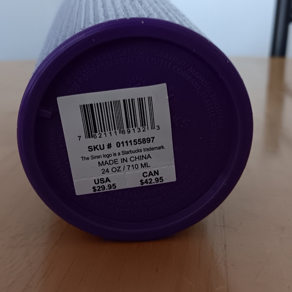 NEW Starbucks 24oz Purple Glitter Glow In the Dark Tumbler with Straw - Picture 3 of 3